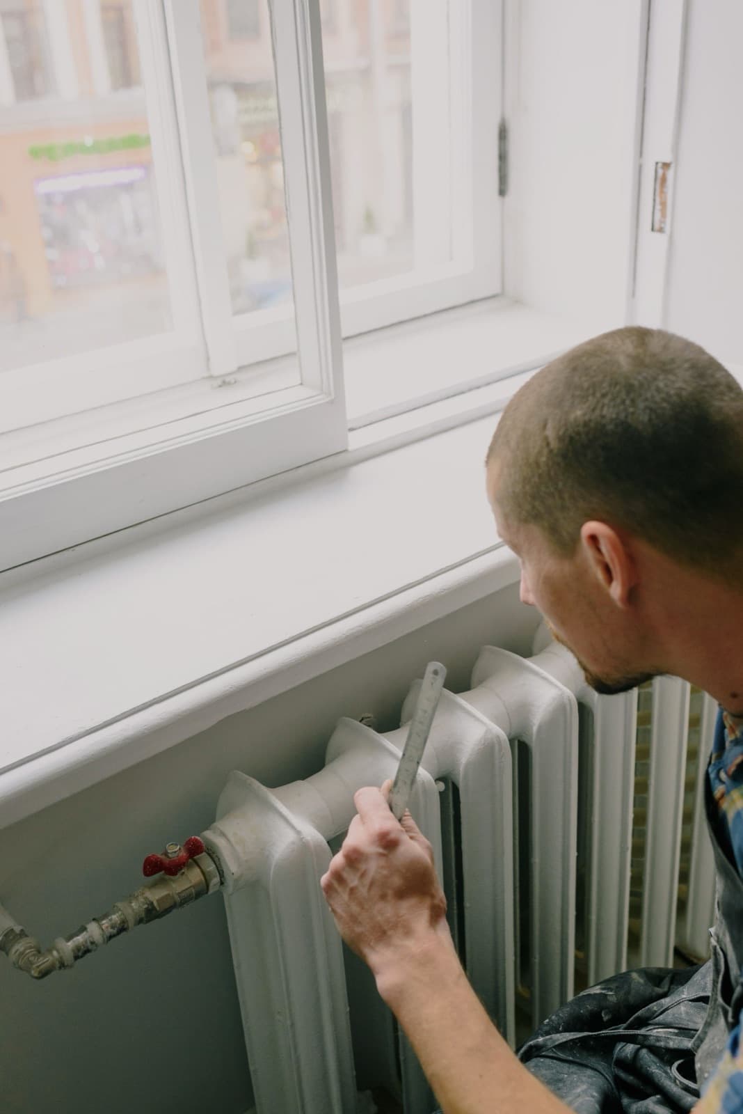 Heating engineer at work